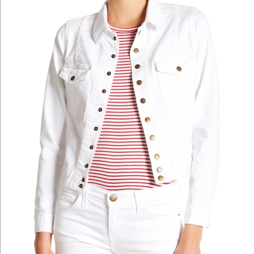 Current/Elliott Snap Button White Denim Jacket - … - image 1